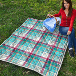 Blue And Red Madras Pattern Print Quilt