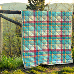 Blue And Red Madras Pattern Print Quilt