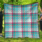 Blue And Red Madras Pattern Print Quilt