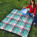Blue And Red Madras Pattern Print Quilt