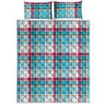 Blue And Red Madras Pattern Print Quilt Bed Set
