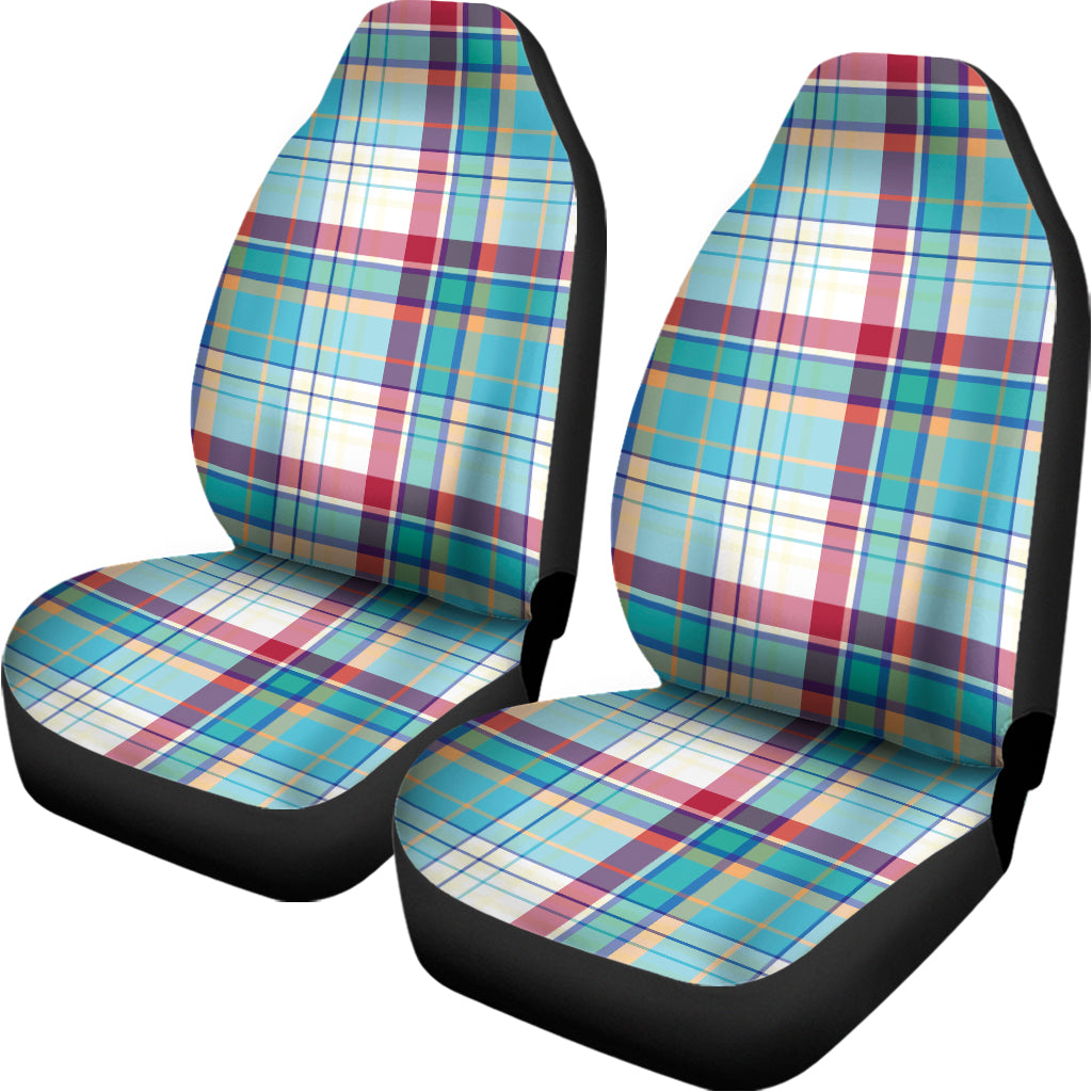 Blue And Red Madras Pattern Print Universal Fit Car Seat Covers