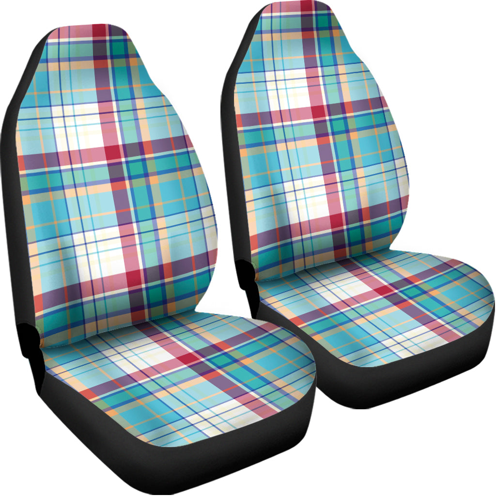 Blue And Red Madras Pattern Print Universal Fit Car Seat Covers