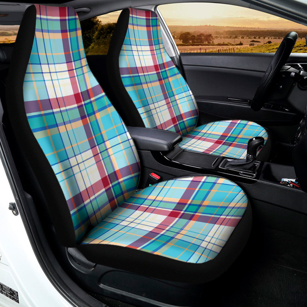 Blue And Red Madras Pattern Print Universal Fit Car Seat Covers