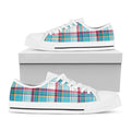 Blue And Red Madras Pattern Print White Low Top Sneakers