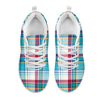 Blue And Red Madras Pattern Print White Sneakers