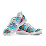 Blue And Red Madras Pattern Print White Sneakers