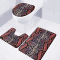Blue And Red Snakeskin Print 3 Piece Bath Mat Set