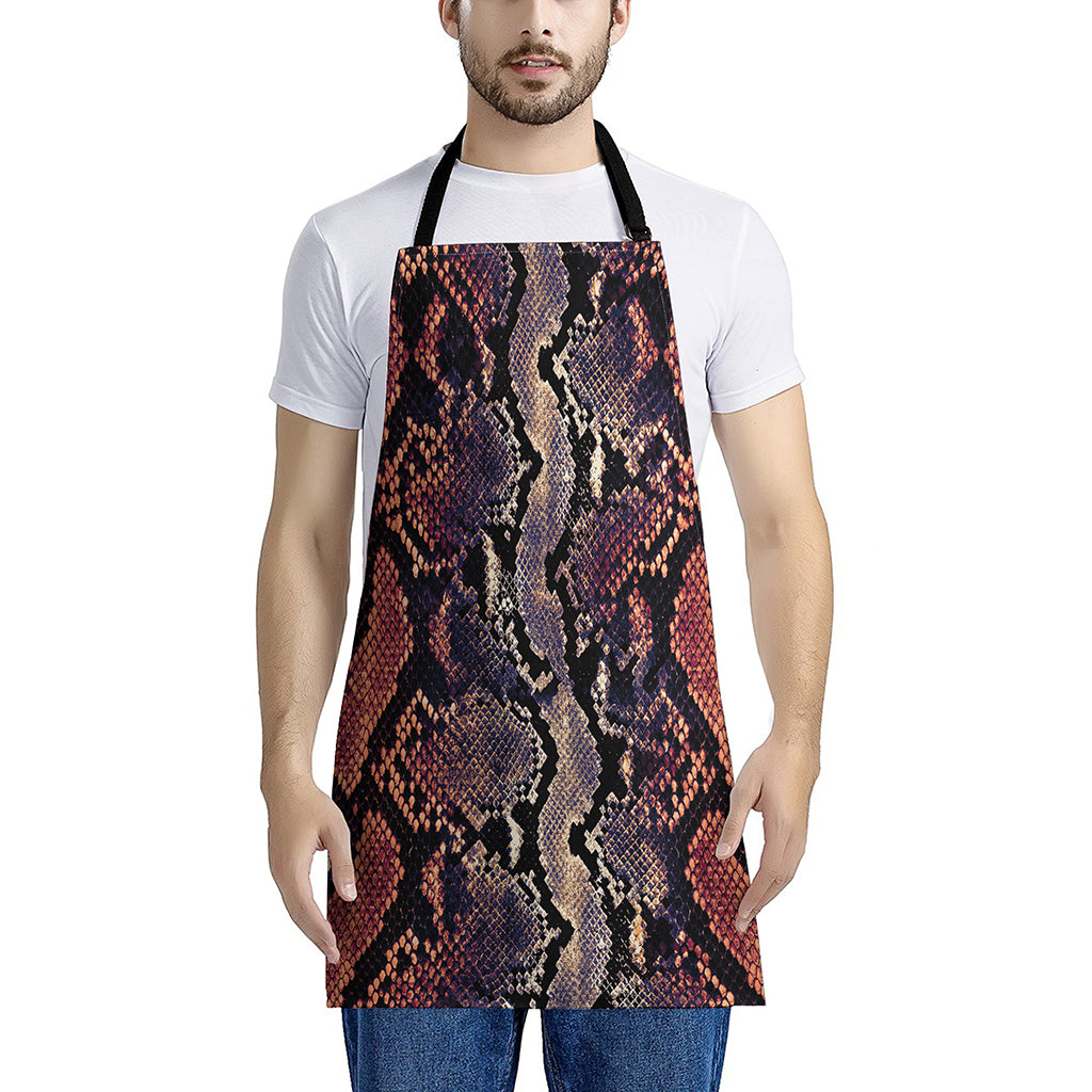 Blue And Red Snakeskin Print Apron