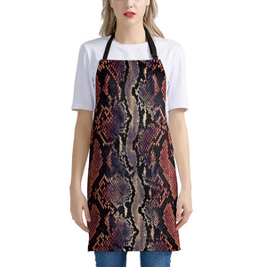 Blue And Red Snakeskin Print Apron