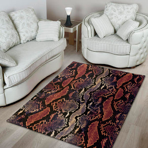 Blue And Red Snakeskin Print Area Rug