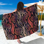 Blue And Red Snakeskin Print Beach Sarong Wrap