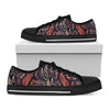 Blue And Red Snakeskin Print Black Low Top Shoes