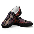 Blue And Red Snakeskin Print Black Slip On Sneakers