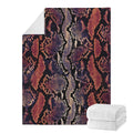 Blue And Red Snakeskin Print Blanket