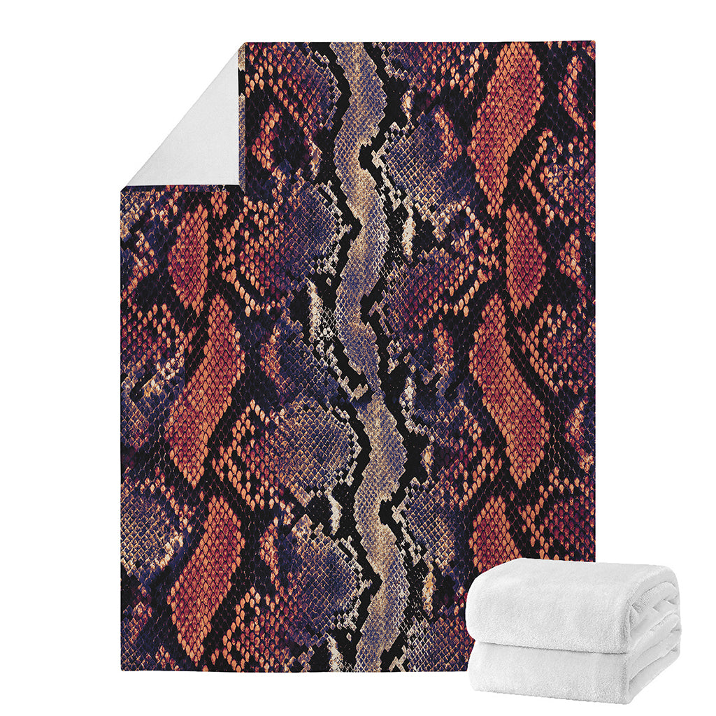 Blue And Red Snakeskin Print Blanket