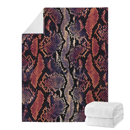 Blue And Red Snakeskin Print Blanket