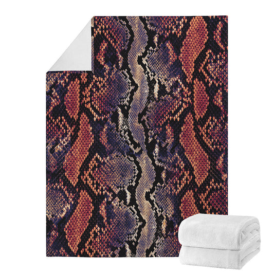 Blue And Red Snakeskin Print Blanket