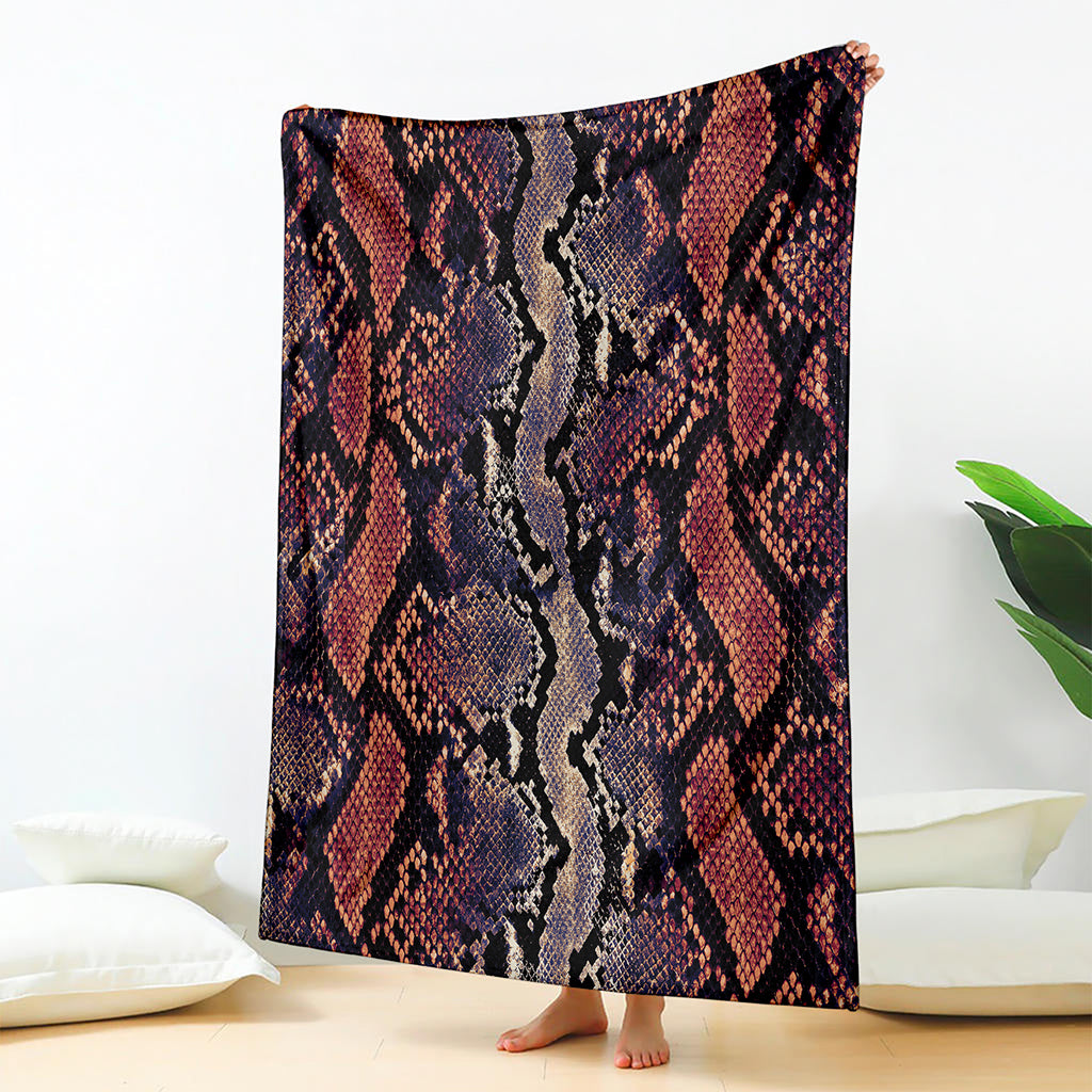 Blue And Red Snakeskin Print Blanket