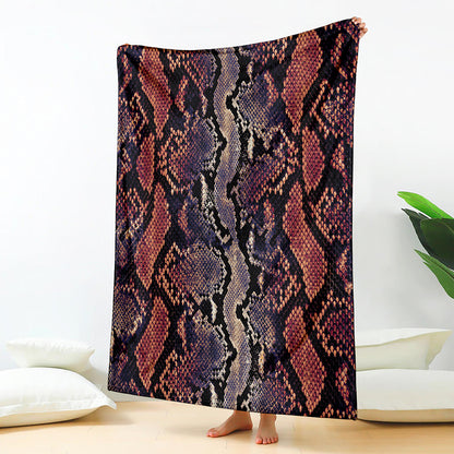 Blue And Red Snakeskin Print Blanket