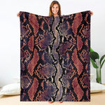 Blue And Red Snakeskin Print Blanket