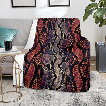 Blue And Red Snakeskin Print Blanket