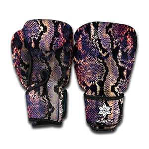 Blue And Red Snakeskin Print Boxing Gloves