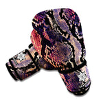 Blue And Red Snakeskin Print Boxing Gloves