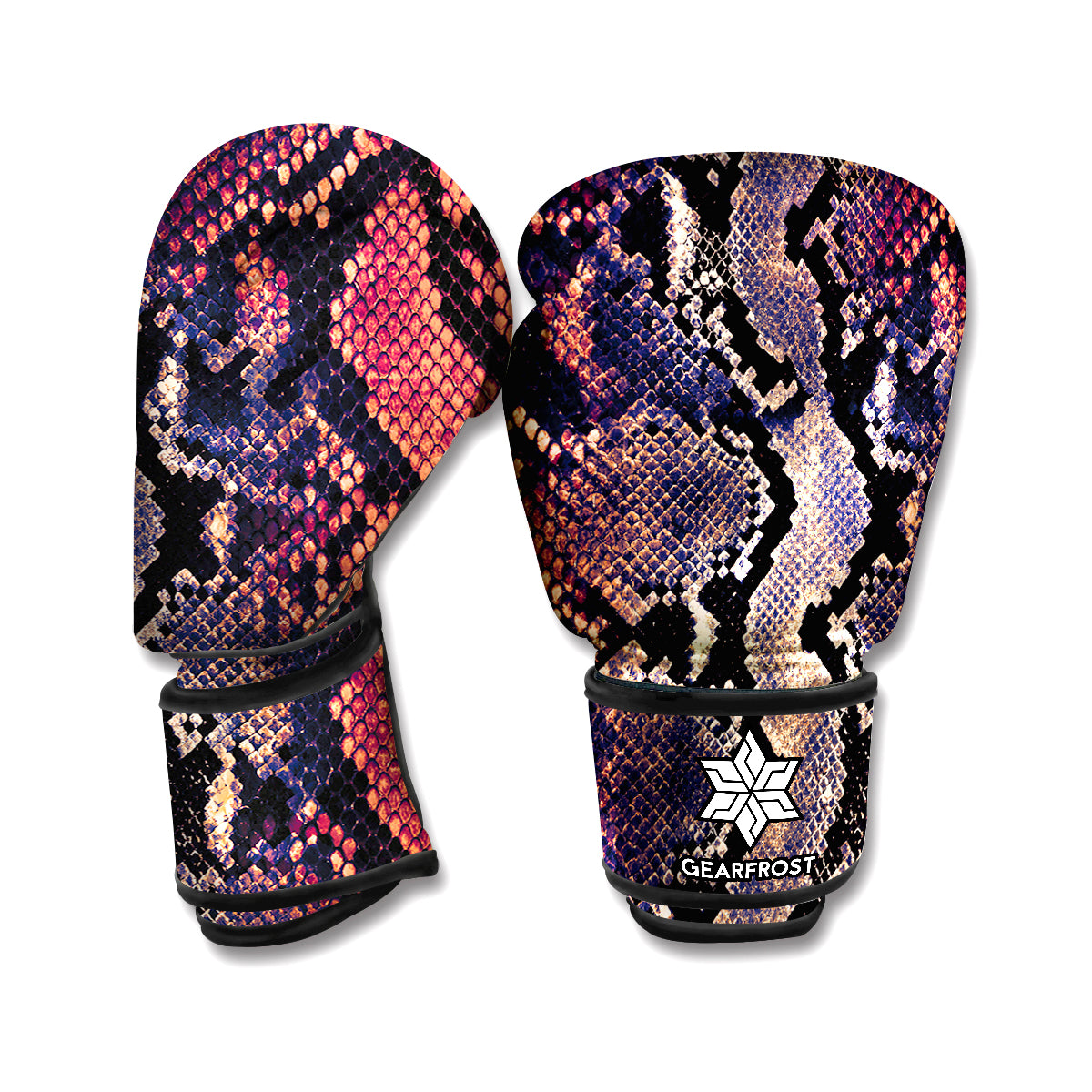 Blue And Red Snakeskin Print Boxing Gloves