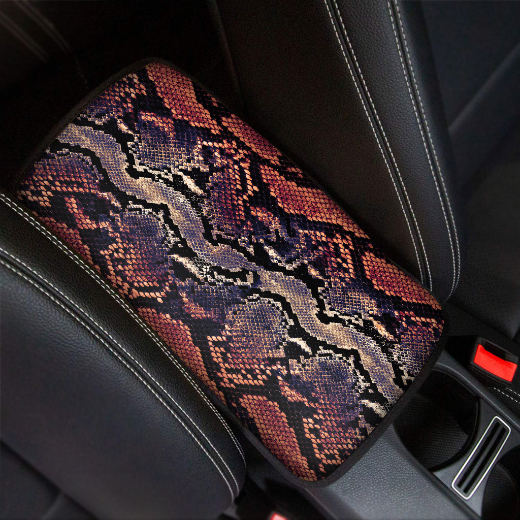 Blue And Red Snakeskin Print Car Center Console Cover