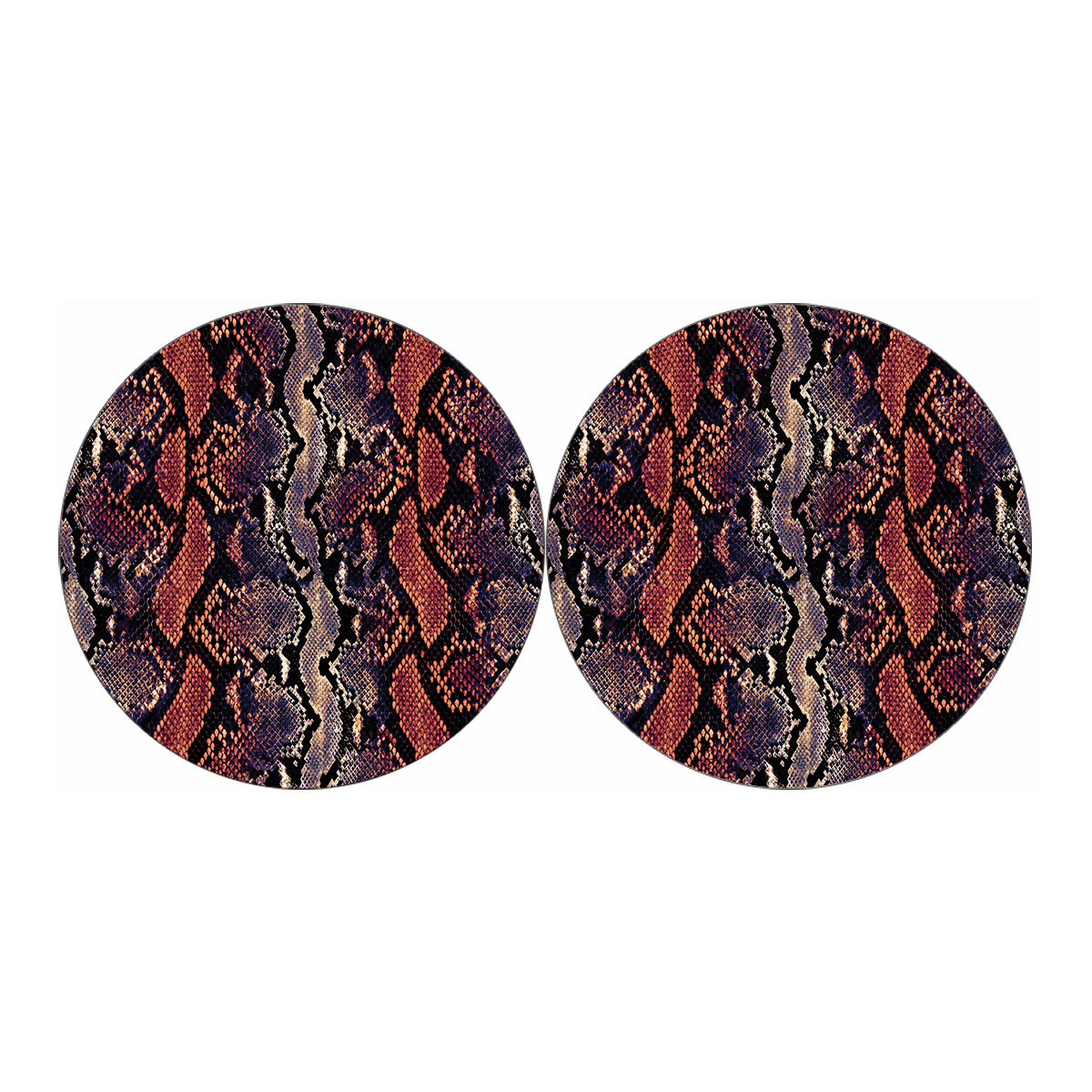 Blue And Red Snakeskin Print Car Coasters