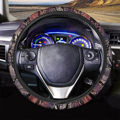 Blue And Red Snakeskin Print Car Steering Wheel Cover
