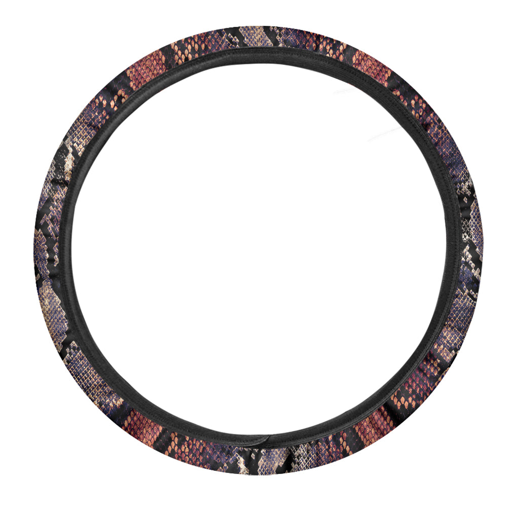Blue And Red Snakeskin Print Car Steering Wheel Cover