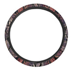 Blue And Red Snakeskin Print Car Steering Wheel Cover