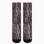 Blue And Red Snakeskin Print Crew Socks