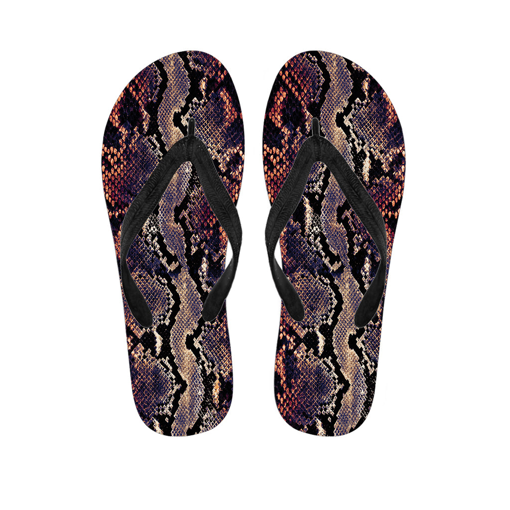 Blue And Red Snakeskin Print Flip Flops