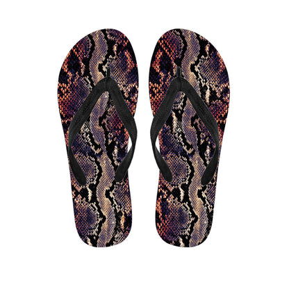 Blue And Red Snakeskin Print Flip Flops