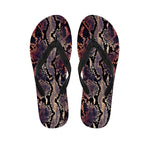 Blue And Red Snakeskin Print Flip Flops