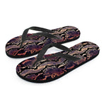 Blue And Red Snakeskin Print Flip Flops