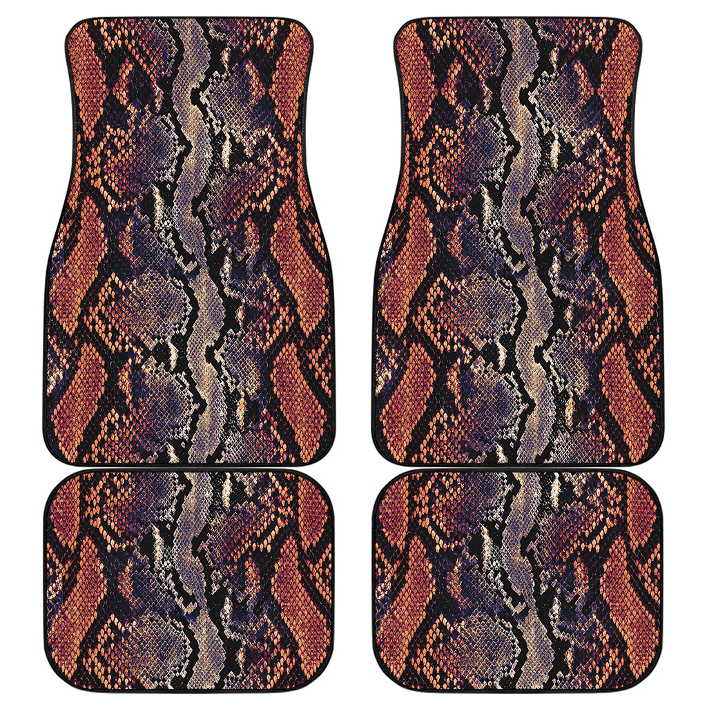 Blue And Red Snakeskin Print Front and Back Car Floor Mats