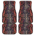 Blue And Red Snakeskin Print Front and Back Car Floor Mats