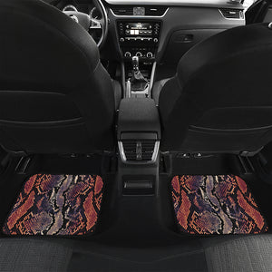 Blue And Red Snakeskin Print Front and Back Car Floor Mats