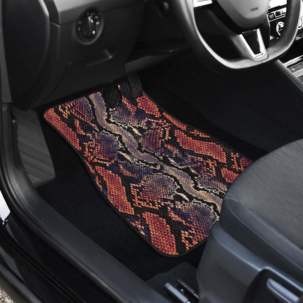 Blue And Red Snakeskin Print Front and Back Car Floor Mats