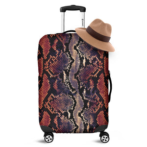 Blue And Red Snakeskin Print Luggage Cover