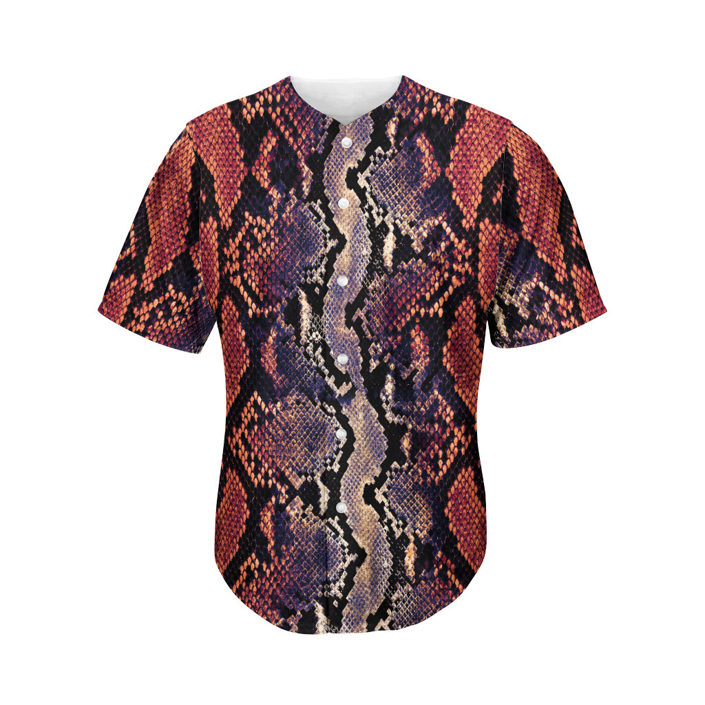 Blue And Red Snakeskin Print Men's Baseball Jersey