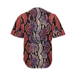 Blue And Red Snakeskin Print Men's Baseball Jersey