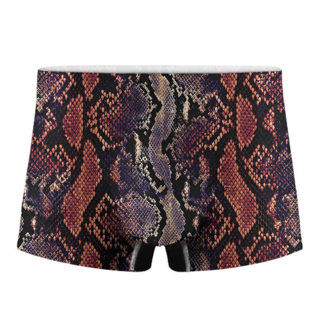 Blue And Red Snakeskin Print Men's Boxer Briefs