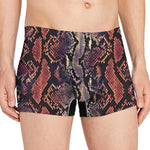 Blue And Red Snakeskin Print Men's Boxer Briefs