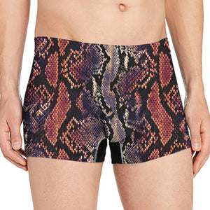 Blue And Red Snakeskin Print Men's Boxer Briefs