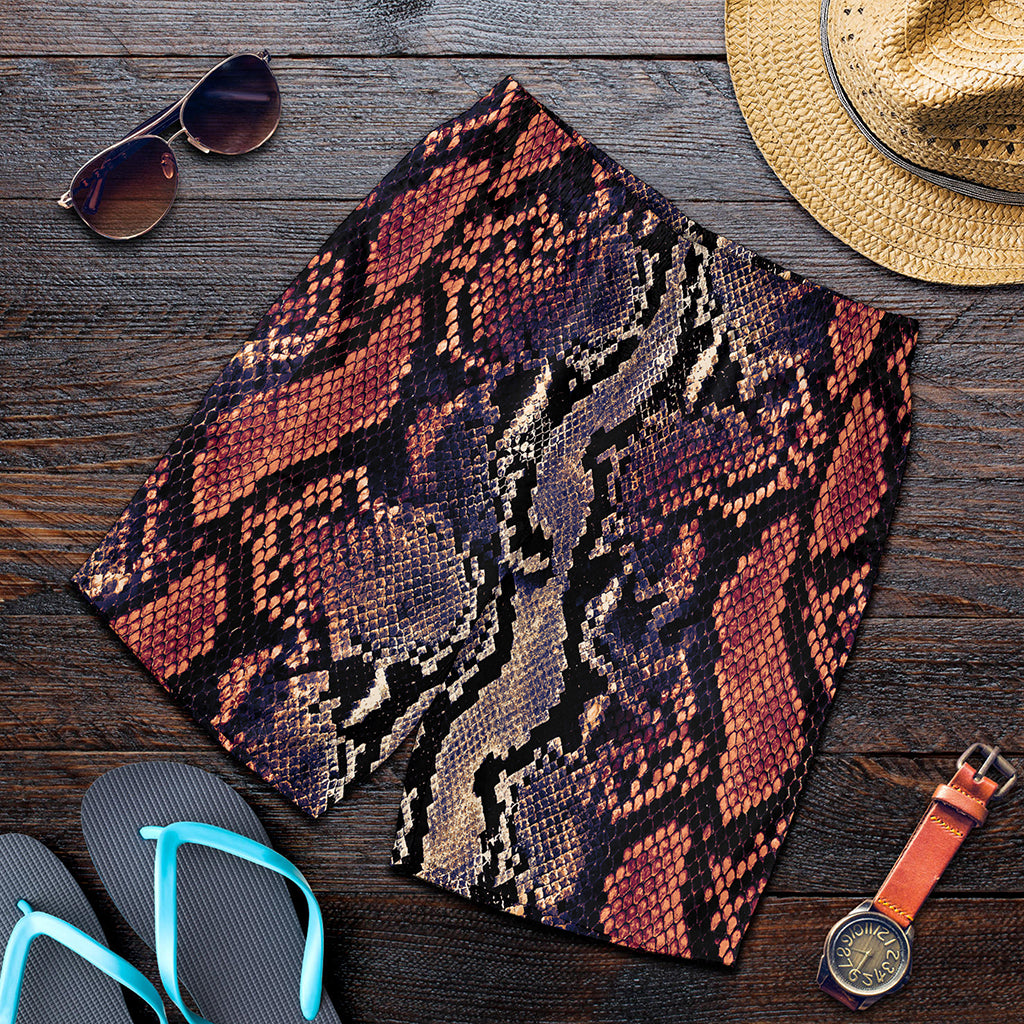 Blue And Red Snakeskin Print Men's Shorts